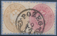 1864 5kr + 15kr vízjellel / with watermark 'POZEG'