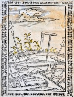 Bussato [Bussatti] da Ravenna, Marco: Giardino di agricoltura. Venezia, 1592, Giovanni Fiorina. Olasz nyelvű mezőgazdasági traktátus, első kiadás. Papír, többféle (feltehetőleg észak-itáliai) vízjellel, 59 folio (ebből 53 számozott),