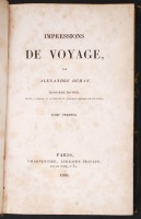 Dumas, Alexandre: Impressions de voyage. Tome premier. Paris, 1835, Charpentier. Kopottas félbőr kötésben, foltos oldalakkal.