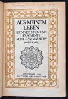 Graf Geza Zichy: Aus Meinem Leben III. Stuttgart, 1920, Deutsche Verlags-Anstalt. Kiadói, gerincén kissé sérült kartonkötésben.
