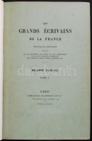 Pascal, Blaise: Oeuvres de - -. Tome I. et II. Nouvelle edition... par M. Prosper Faugere. (Les Grands Écrivains de la France) Paris, 1886-1895, Librairie Hachette. Korabeli félbőr kötésben, felül aranyozott élmetszéssel, kisebb kopásokat