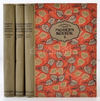 Kosztolányi Dezső: Modern költők. I-III. Külföldi antologia a költők arcképével. Tetemesen bővített második kiadás. (Bp. 1921.) Révai. 220 l. 9 t.; 208 l. 7 t.; 278 l. 14 t. Kiadói illusztrált  félvászon-kötésben, jó
