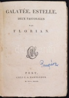 Florian: Galatée. Estelle. Deux pastorales. Bp., 1828, Hartleben. Korabeli amatőr papírkötésben. 
Az előzéklap hiányzik.
