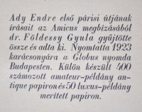 Ady Endre: Levelek Párisból. (Összegyűjtötte Földessy Gyula) Bp., 1924. Amicus. 176 p.  Korabeli félvászonkötésben, jó állapotban.