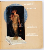 Az Újság albuma az 1906. évre ajándékul előfizetőinek. Kiadói aranyozott egészvászon kötés, néhány lap kijár, illusztrált, kissé piszkos egészvászon kötésben