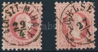 1867 2 x 5kr '(Z)ALA-SZT-MIHÁLY' + 'GELSE' (Gudlin 500 pont)