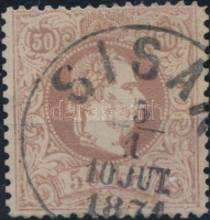 1867 50kr 'SISAK / JUT / 1871' (saroknál kis sérülésnyom / demaged)