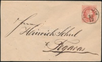 1867 5kr díjjegyes boríték 'PORUMBACH' - 'FOGRAS'