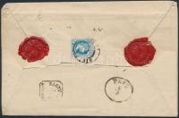~1870 5kr + 10kr + 10kr 3. súlyfokozatú ajánlott levélen / on registered cover 3rd weight class 'SIKLÓS BARANYA' - 'PEST' - 'NAGYVÁRAD AJÁNLOTT'