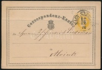 1870 2kr díjjegyes levelezőlap 'NAGY SZ(EBEN)'