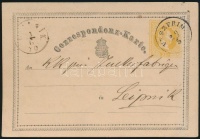 1870 2kr díjjegyes levelezőlap 'VESZPRÍM'
