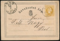 1870 2kr díjjegyes levelezőlap '(MORITZF)ELD'