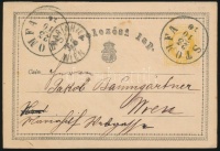 1870 2kr díjjegyes levelezőlap 'STOMFA'