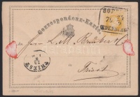 1870 'p. MÜLLER OEDENBURG' előérvénytelenítésű díjjegyes levelezőlap 'SOPRON OEDENBURG' - 'TRIEST'
