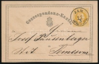 1871 2kr díjjegyes levelezőlap 'JAM'