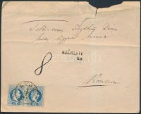 1871 10kr pár túlsúlyos ajánlott levélen 'GYŐR' - 'RÉVKOMÁROM' (felül sérült)