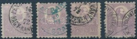 1871 Kőnyomat 4 x 25kr színárnyalatok, bélyegzések közte kék bélyegzés ( min. 230.000-) / 4 x Mi 6 different colour shades and cancellations incl. blue