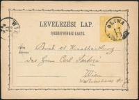1871 2kr díjjegyes levelezőlap / PS-card 'GLINA' - 'WIEN'