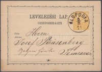 1871 Díjjegyes levelezőlap / PS-card 'KLOPODIA' - Temesvár