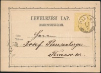 1871 2kr díjjegyes levelezőlap / PS-card 'BILLET' - Temesvár