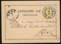 1871 2kr díjjegyes levelezőlap 'SZILAS-BALHÁS' kék / blue