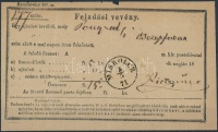 1871 Feladóvevény 'MISKOLCZ'