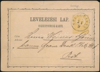 1871 2kr díjjegyes levelezőlap 'SEREGÉLYES'