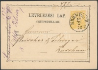1872 Díjjegyes levelezőlap / PS-card 'KROMPACH' - Kaschau