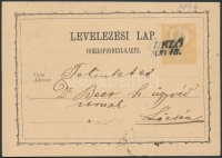1872 Díjjegyes levelezőlap / PS-card 'LUBLÓ' - Lőcse