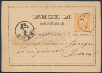 1872 Díjjegyes levelezőlap / PS-card 'ÉLESD' - 'PEST'