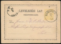 1872 2kr díjjegyes levelezőlap 'ROHONCZ'