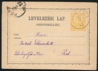 1872 Díjjegyes levelezőlap / PS-card 'KURIMA' - 'PEST'