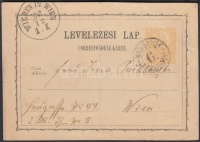 1872 Díjjegyes levelezőlap 'MOZGÓ POSTA K. FEHÉRVÁR PEST 6.' - 'WIEDEN IN WIEN'