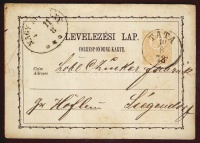 1873 Díjjegyes levelezőlap / PS-card 'TATA' - 'NAGY-HÖFLÁNY'