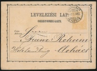 1873 2kr díjjegyes levelezőlap 'BUDAPEST / LIPÓTVÁRO(S)'