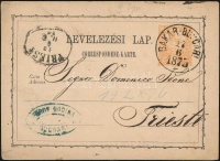 1873 Díjjegyes levelezőlap / PS-card 'BAKAR-BUCCARI' - 'TRIEST'