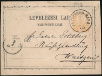 1873 2kr díjjegyes levelezőlap 'ESZTERGOM-NÁNA'