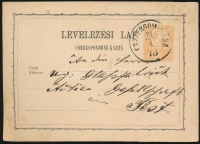 1873 2kr díjjegyes levelezőlap 'ESZTERGOM-NÁNA'