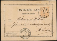 1873 2kr díjjegyes levelezőlap 'GYULA / BÉKÉS. M.'