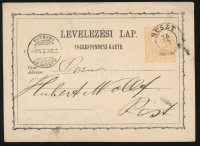 1873 2kr díjjegyes levelezőlap 'HUSZT'