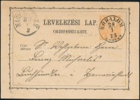 1873 2kr díjjegyes levelezőlap / PS-card 'KŐHALOM/ERDÉLY' - 'NAGY SZEBEN'
