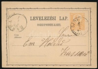 1873 2kr díjjegyes levelezőlap 'SZOM(OLNOK) / SZEPES (M.)'