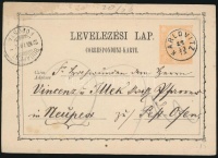 1873 2kr díjjegyes levelezőlap 'KARLOVITZ'