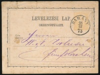 1873 2kr díjjegyes levelezőlap 'DARÁNY'