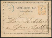1874 Díjjegyes levelezőlap / PS-card kék / blue 'FÓTH PEST M.' - Mähren