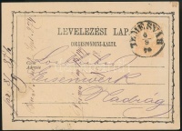 1874 2kr díjjegyes levelezőlap 'TEMESVÁR'