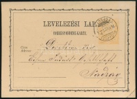 1874 2kr díjjegyes levelezőlap 'BUDAPEST / FŐPOSTA'