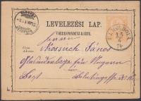 1874 Díjjegyes levelezőlap / PS-card 'ÚJ-MOLDOVA' - 'BUDAPEST FŐPOSTA'