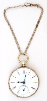 Ezüst zsebóra lánccal, kulcsos, Ag.,bruttó:81,9gr., jelzett, működik, d:4,5cm/Silver pocket watch with key and chain, Ag, gross:.81,9gr, marked, operate, D: 4.5cm