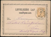 1874 2kr díjjegyes levelezőlap 'BROD KOD KUPE'